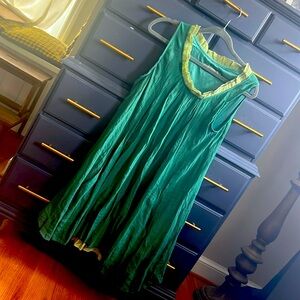 Two tone green boho dress with pockets